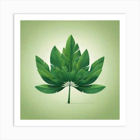 Green fan of palm leaves, Vector art 5 Art Print