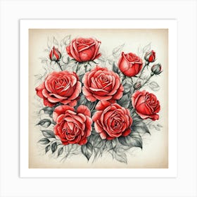 Red Roses Art Print