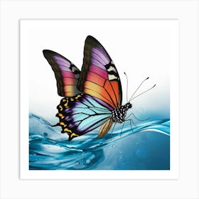 Butterfly In Water Art Print