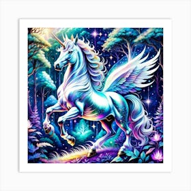 Unicorn In The Forest Art Print