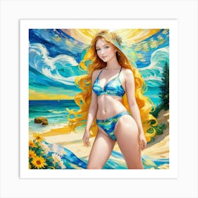 Girl On The Beach 3 Art Print