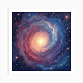 Radiant Cosmic Watercolor With Swirling Galaxy Patterns 1 Art Print