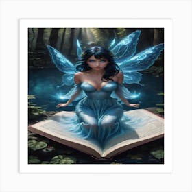 Blue Librarian Fairy Art Print