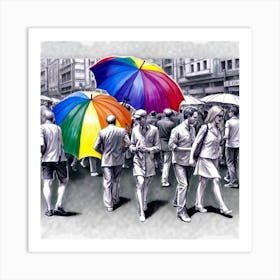 Rainbow Umbrellas Art Print