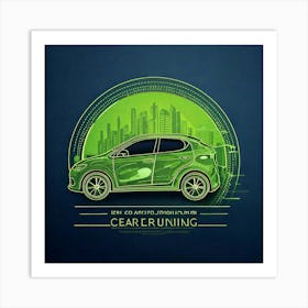 Firefly Car, Illustration, Background, Logo, Poster, Icons, Electric, Charging, Pollution, Vehicle, (2) Art Print