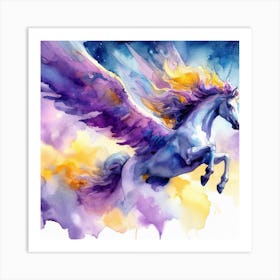 Unicorn Watercolor Painting 1 Art Print