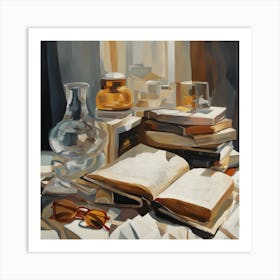 Book And Glasses Art Print