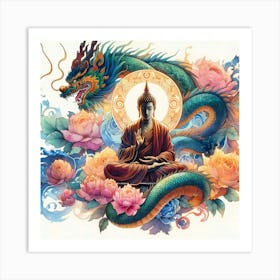 Buddha And Dragon Art Print