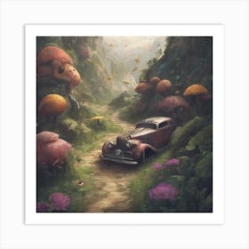 Car In A Forest Art Print