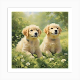 Golden Retrievers Art Print