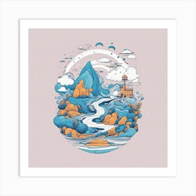 Illustration Of A Lighthouse Art Print