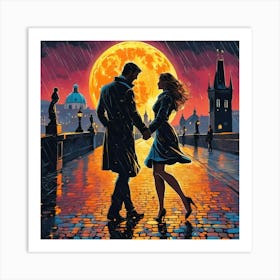 Lovers on the Charles Bridge Art Print