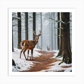 Deer In The Forest 14 Art Print