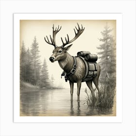 Deer In The Woods 44 Art Print