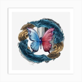 Butterfly In The Water 1 Art Print