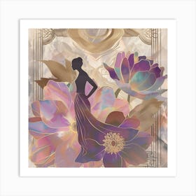 Portrait Of A Woman With Flowers 4 Art Print