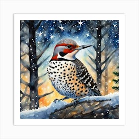 Owl In The Snow Art Print