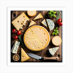 Cheese On A Wooden Board Art Print