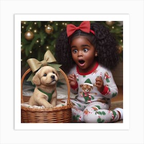 Little Girl With Puppy Art Print