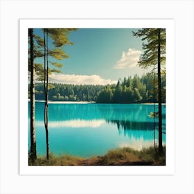 Blue Lake In The Forest 2 Art Print