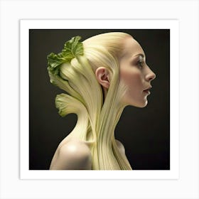 Firefly Surreal Side Profile Of A Rhubarb Woman 19499 (2) Art Print