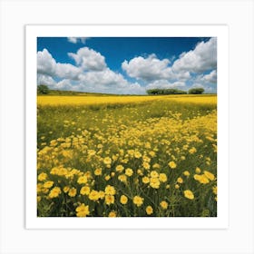 Field Of Yellow Flowers 5 Art Print