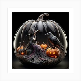 Halloween Witch In A Pumpkin Art Print