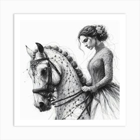 Girl Riding A Horse Art Print