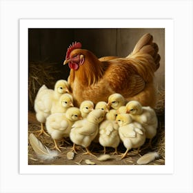 Chickens And Chicks Art Print