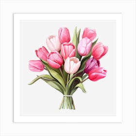 Bouquet Of Pink Tulips 4 Art Print