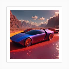 Futuristic Car In The Desert Art Print