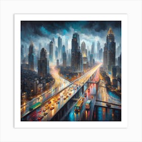 Cityscape At Night Art Print