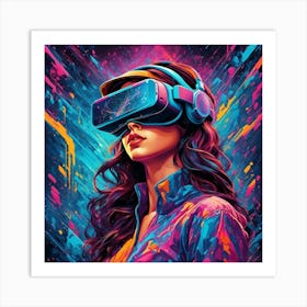 Girl In Vr Glasses Art Print