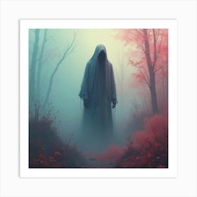 Horror Entity Amidst A Colorful Watercolor Fog 1 Art Print