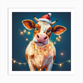 Santa Cow 1 Art Print