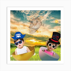 Portrait Of Two Children Art Print