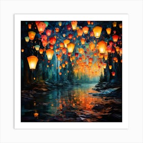 Paper Lanterns In The Sky 2 Art Print