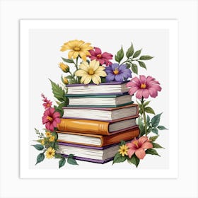 Books With Flowers 5 Art Print