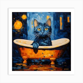 Bathtub Cat 2 Art Print