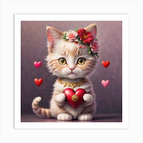 Valentine Kitten Art Print