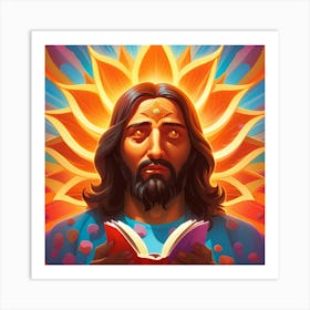 Jesus Reading A Book Pop Art enlightenment Art Print