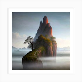 the peak above the clouds Art Print