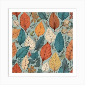 Leaves Drawing Pattern Nature Art Print 0 Art Print