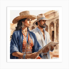 Man And Woman In A Hat Art Print