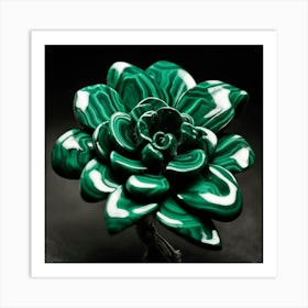 Green Malachite Flower Art Print