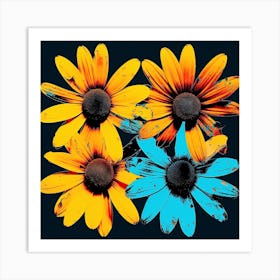 Andy Warhol Style Pop Art Flowers Black Eyed Susan 1 Square Art Print