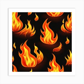 Flames On Black Background 23 Art Print