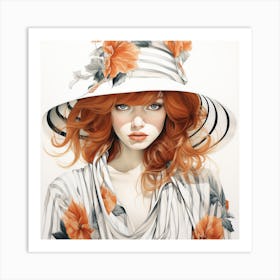 Portrait Of A Woman In A Hat Art Print