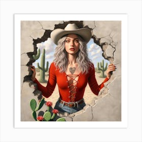 Cactus Girl 1 Art Print