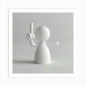 White Figurine With A Finger Up Art Print